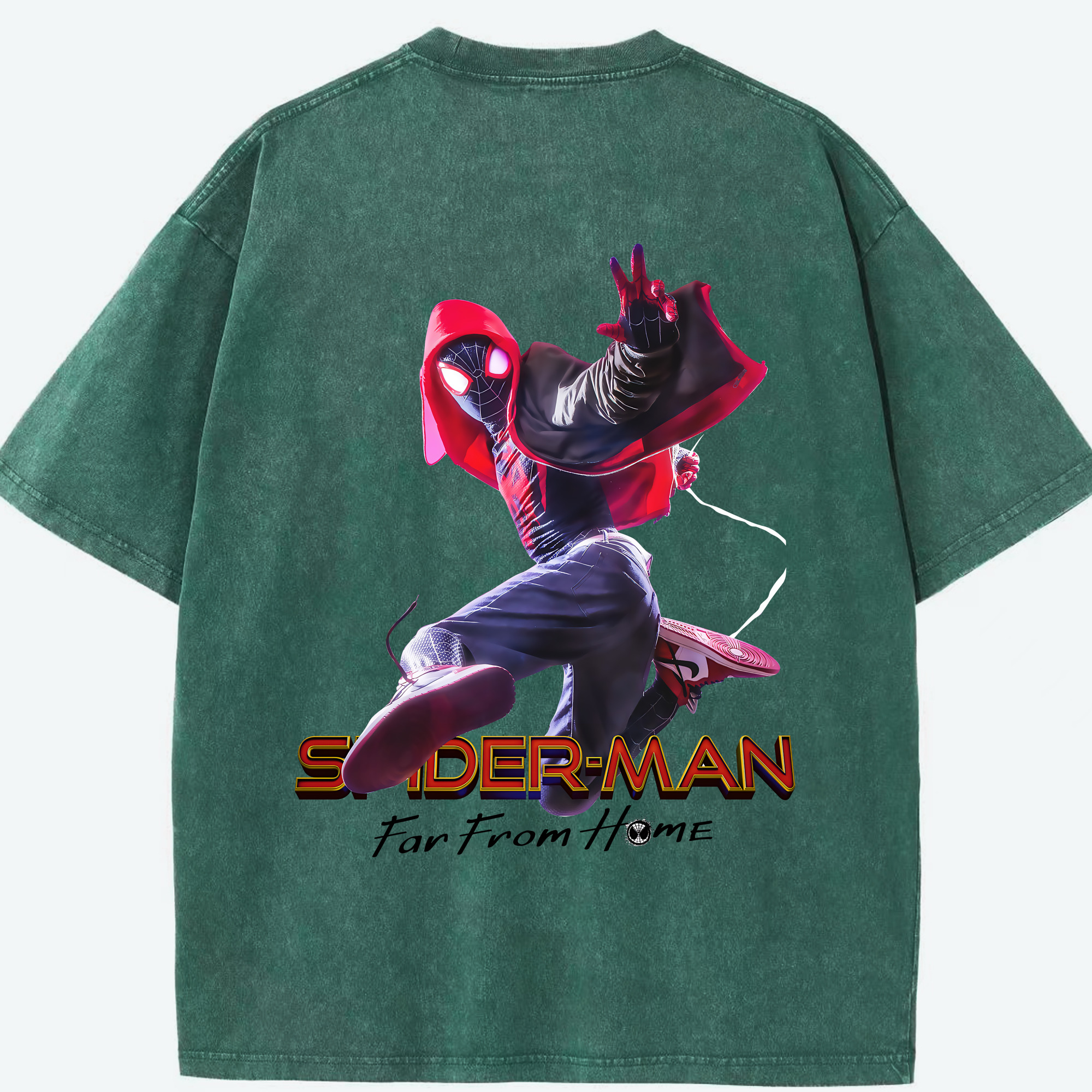 （画像用） Spider Man スパイダーマン 綿100% ヴィンテージ風 半袖Tシャツ（背面プリント）